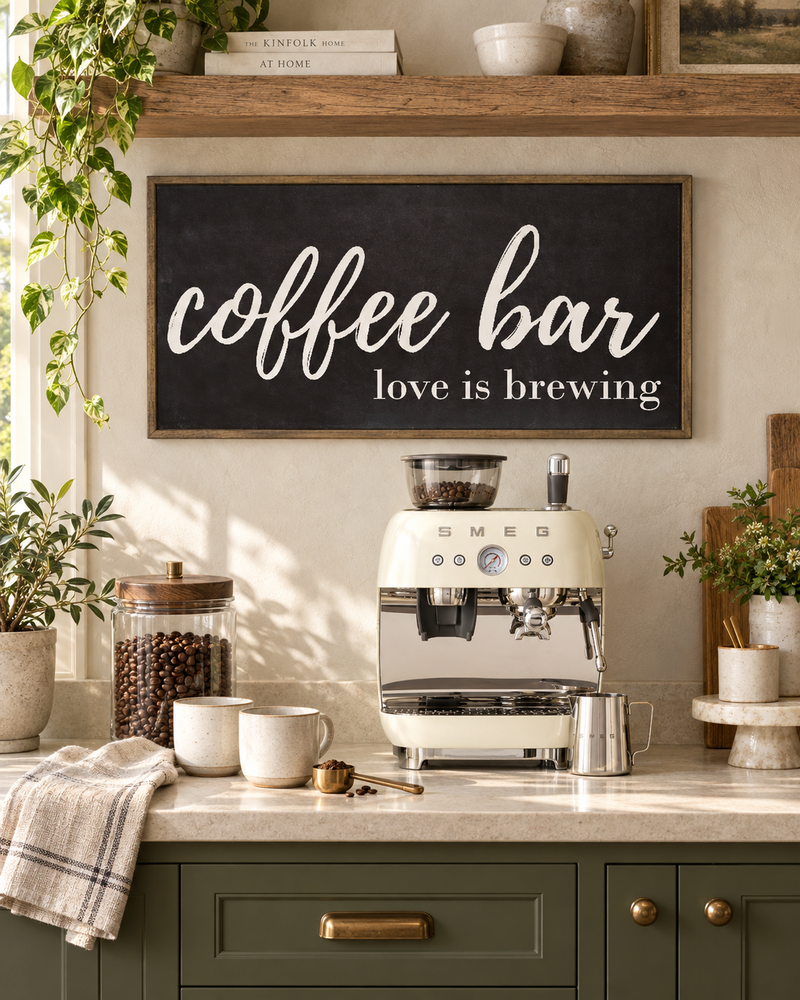 Love is Brewing Coffee Bar Wall Art