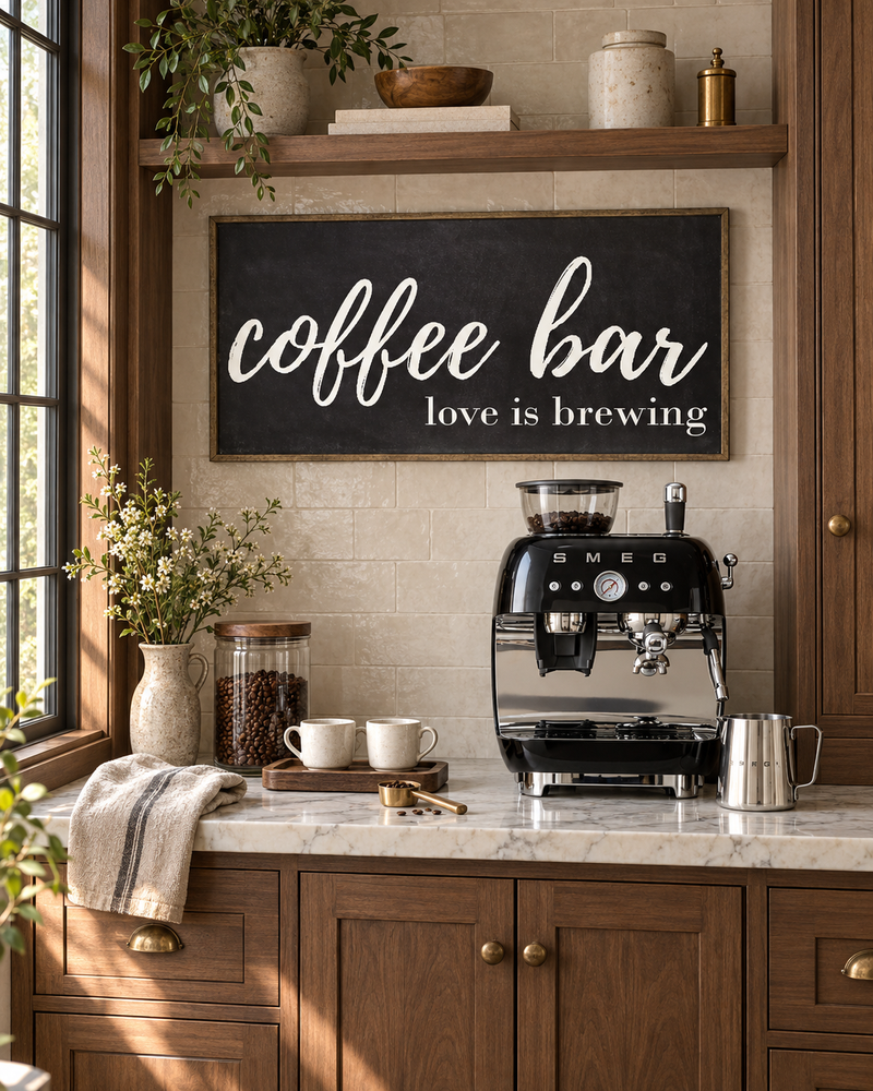Love is Brewing Coffee Bar Wall Art