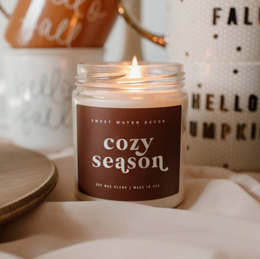 Cozy Season Soy Candle - Clear Glass