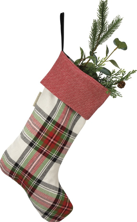 Cream Plaid Stocking