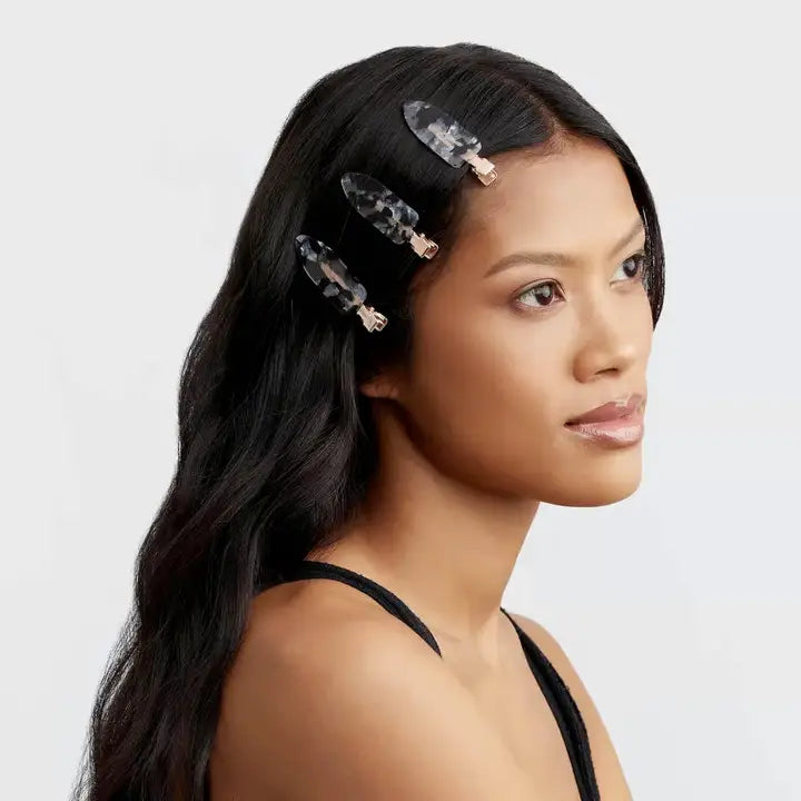 Kitsch Creaseless Clips 4pc Set - Black Terrazzo