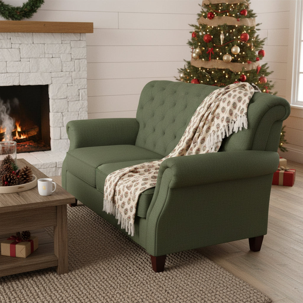 Crimson Block Print Throw