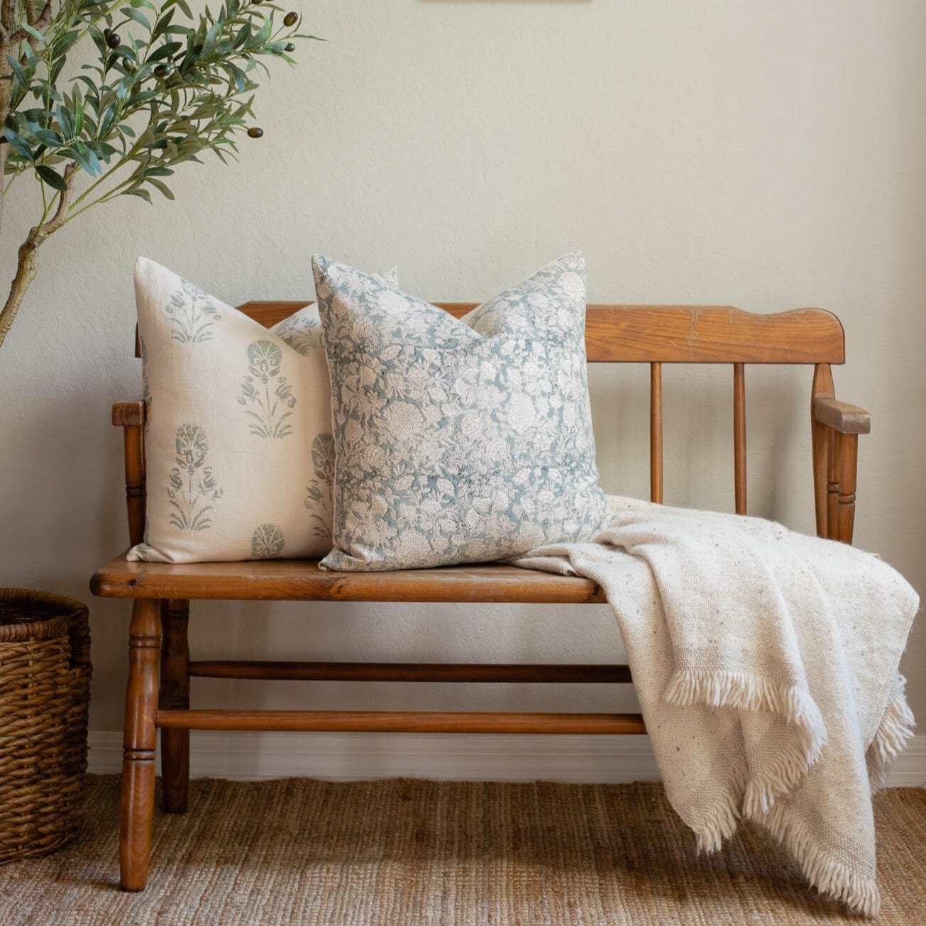 Chloe Floral Block Printed Pillow Cover