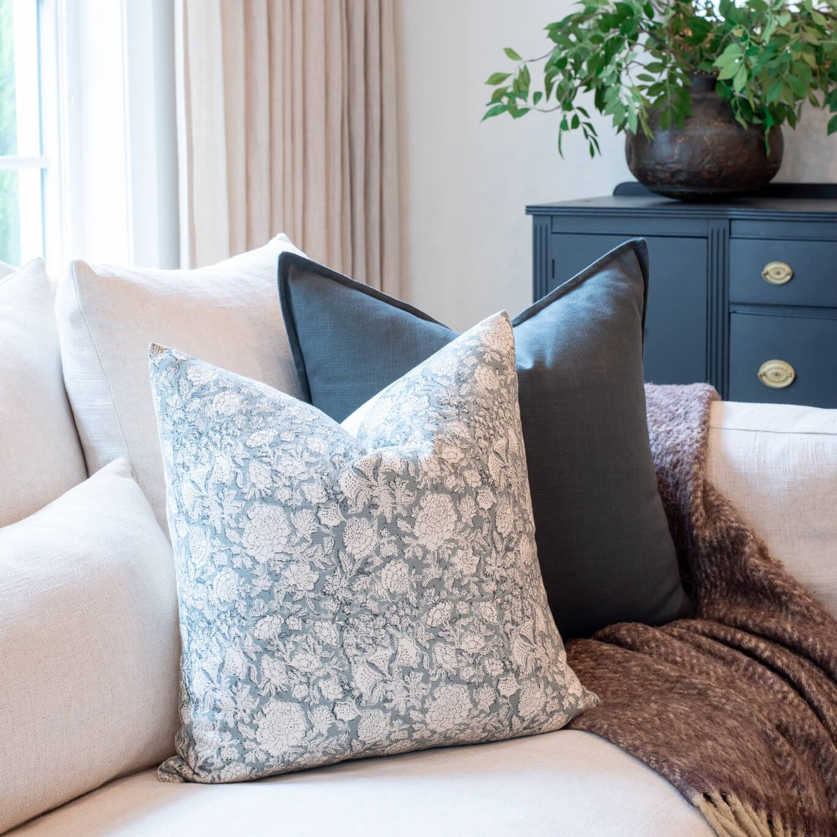 Chloe Floral Block Printed Pillow Cover