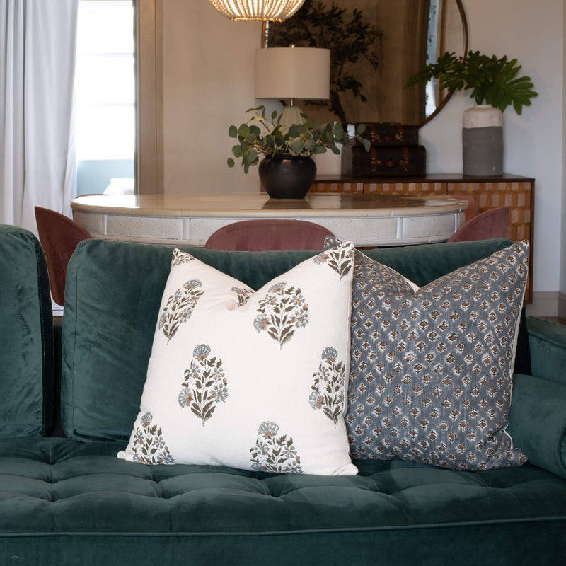 Aster Floral Block Printed Pillow Cover