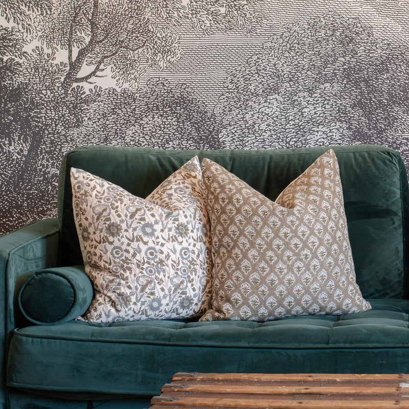 Rhea Floral Block Printed Pillow Cover