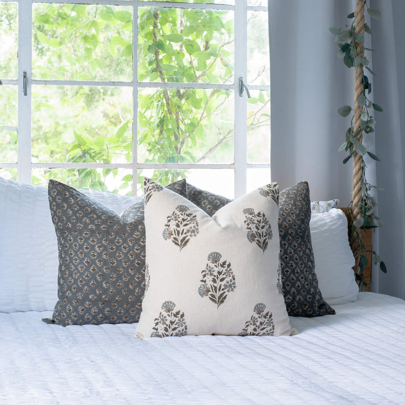 Aster Floral Block Printed Pillow Cover