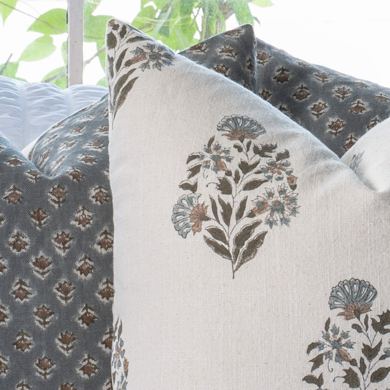 Aster Floral Block Printed Pillow Cover