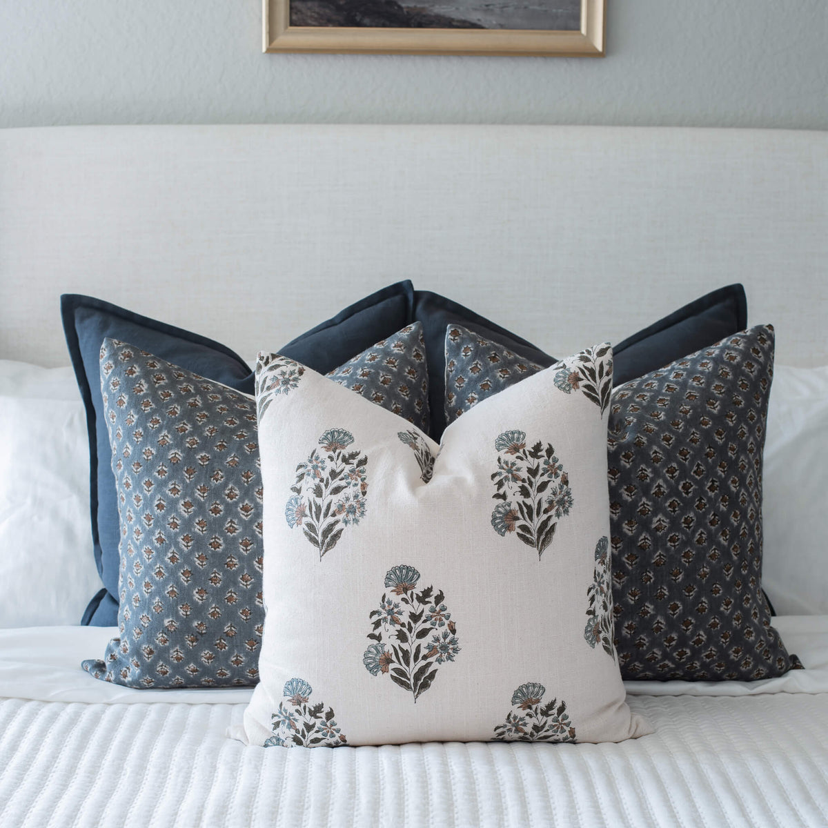 Aster Floral Block Printed Pillow Cover