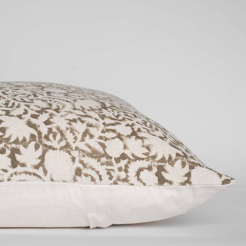 Ochre Floral Block Printed Pillow Cover
