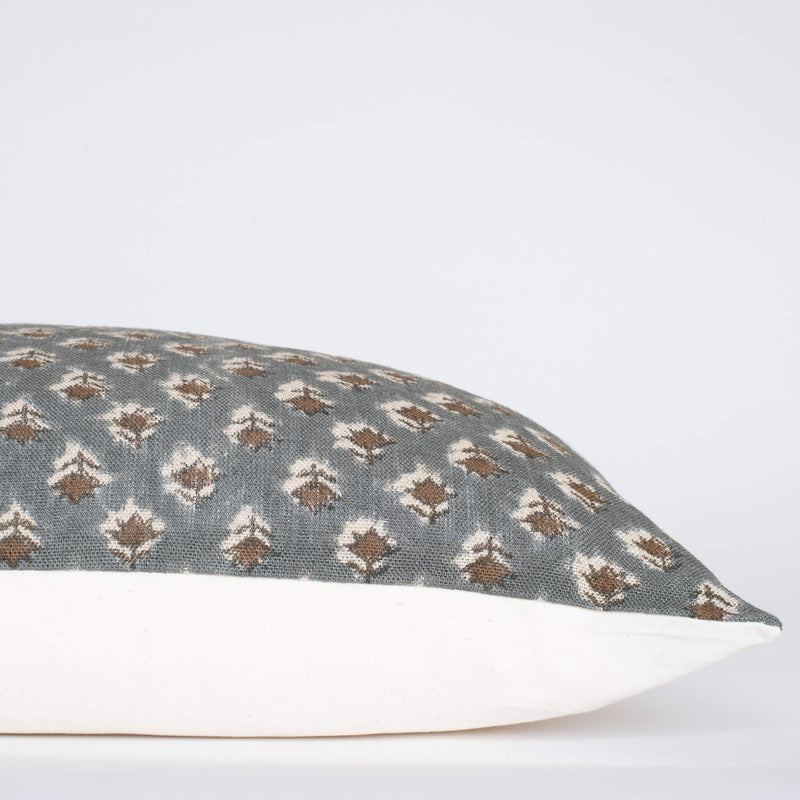 Aster Floral Block Printed Pillow Cover | Lumbar