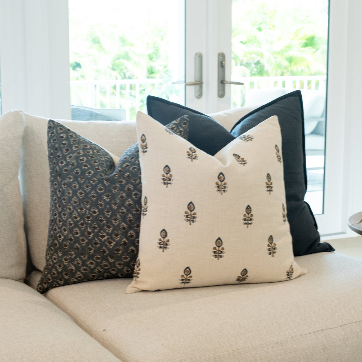 Marla Floral Block Printed Pillow Cover