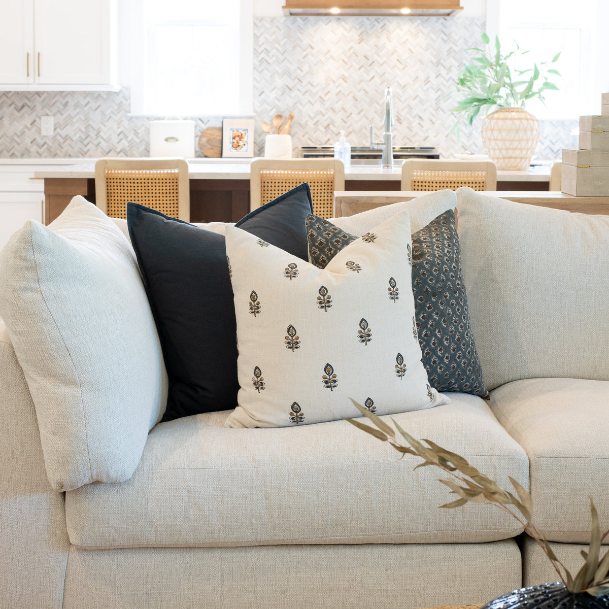 Marla Floral Block Printed Pillow Cover