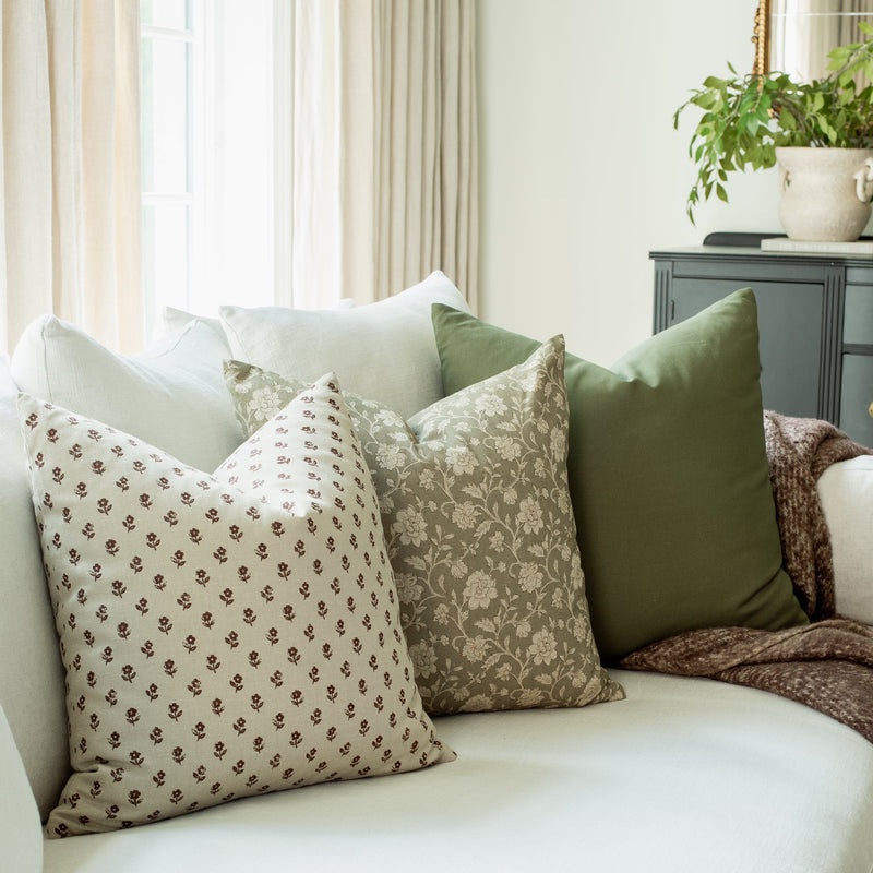 Esme Sage Green Floral Pillow Cover