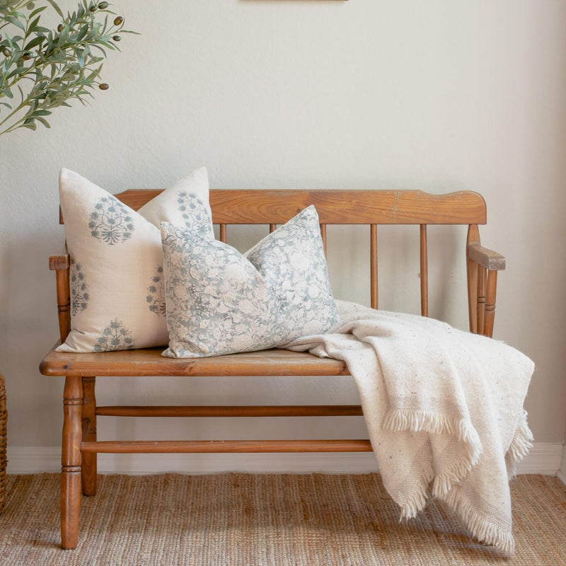 Chloe Floral Block Printed Lumbar Pillow Cover