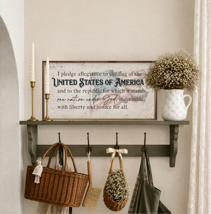 Distressed Pledge of Allegiance Flag – Patriotic Wall Art