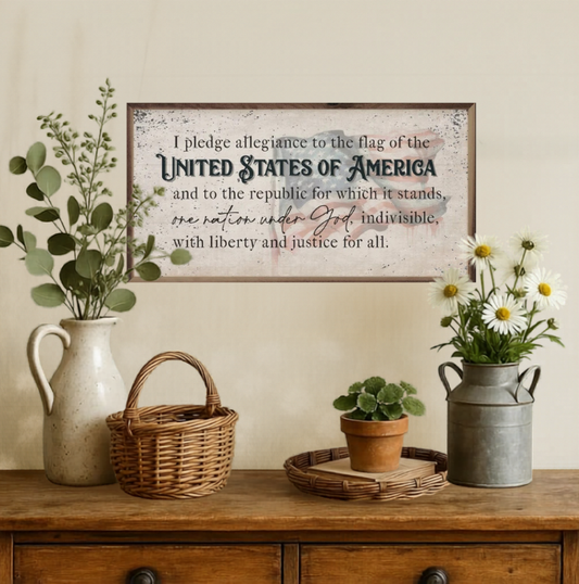 Distressed Pledge of Allegiance Flag – Patriotic Wall Art