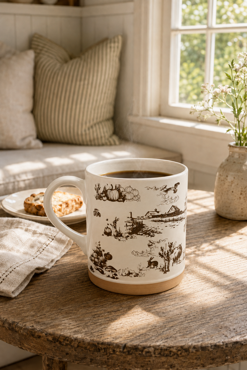 Fall Farmhouse Delft Coffee Mug
