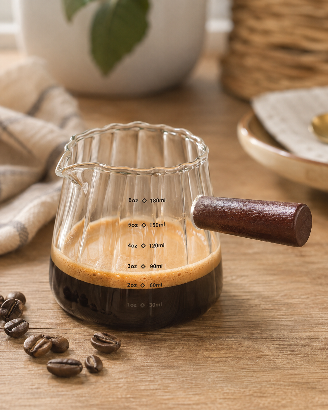 Scalloped Espresso Measuring Glass