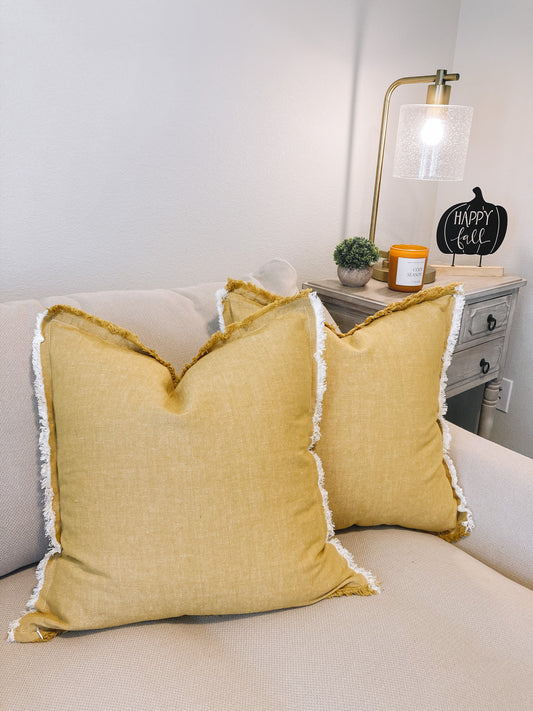 Mustard Fringe Pillow