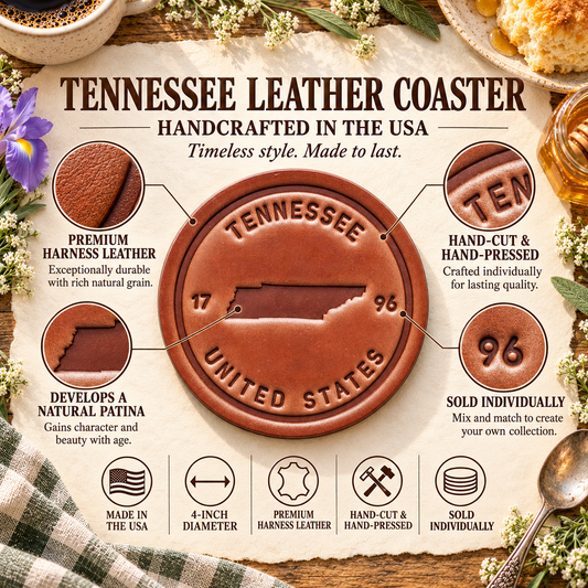 Tennessee State Silhouette Leather Coaster