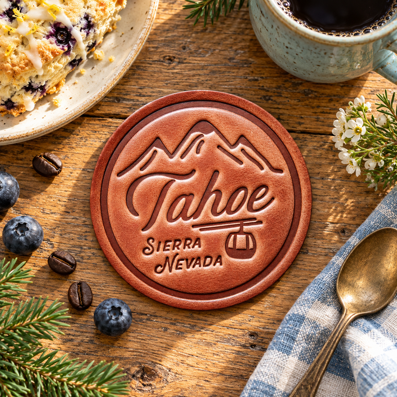 Tahoe Sierra Nevada Leather Coaster