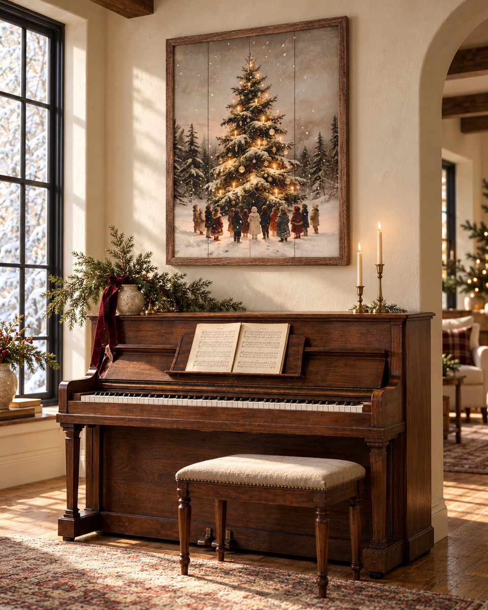 Gathering Around The Christmas Tree | Christmas Wall Decor