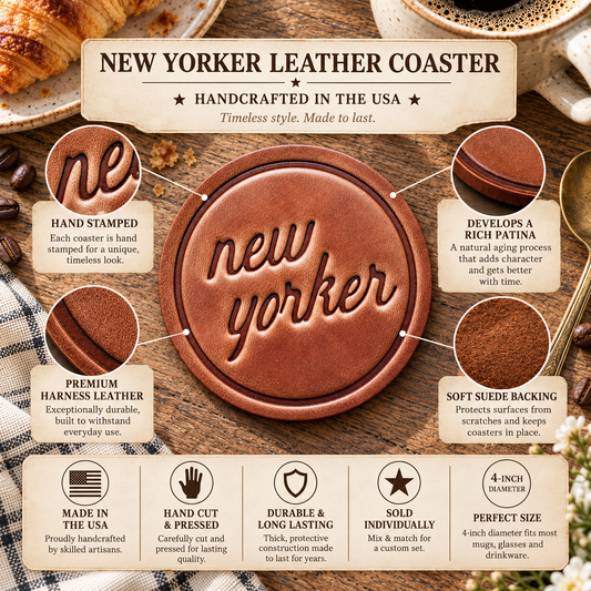 New Yorker Leather Coaster
