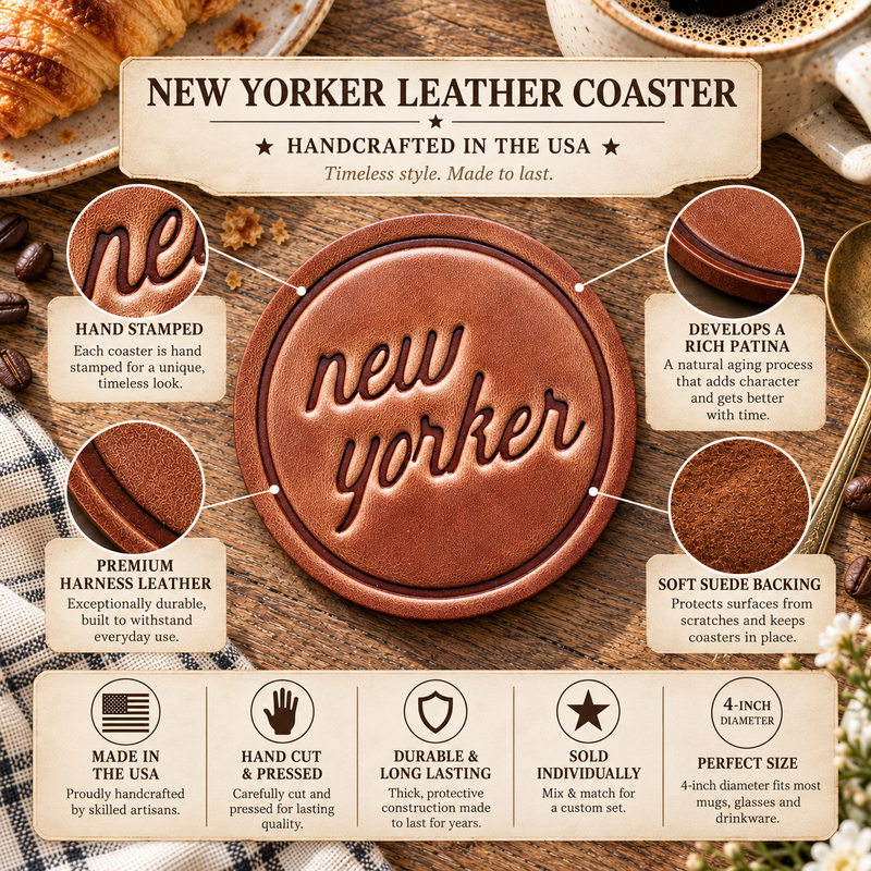 New Yorker Leather Coaster