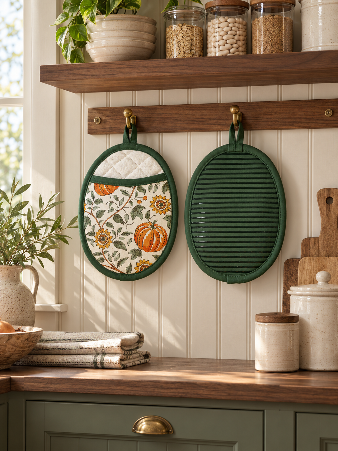 Botanical Pumpkin Pot Holder - Set of 2
