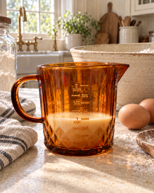 Faceted Amber Glass Measuring Cup | 16oz