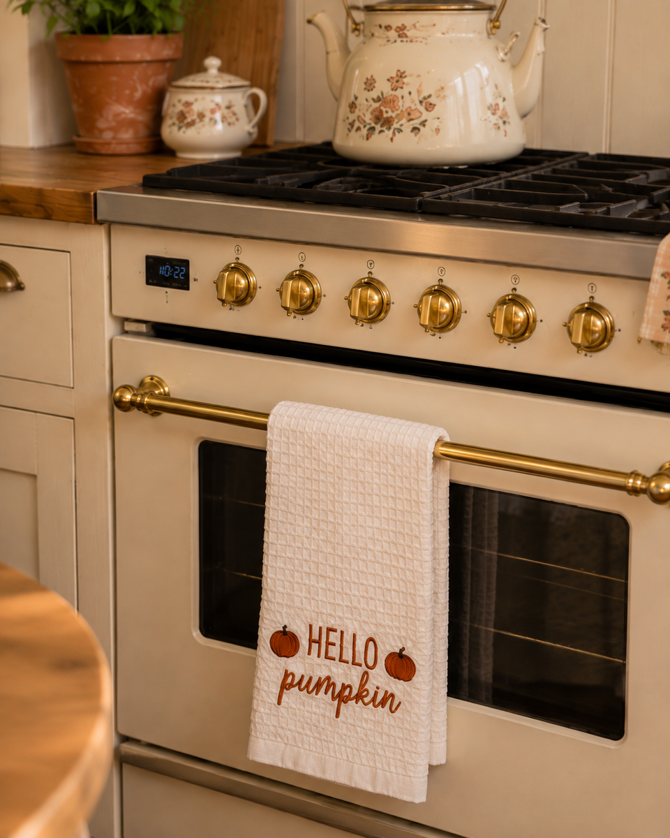 Hello Pumpkin Embroidered Hand Towel