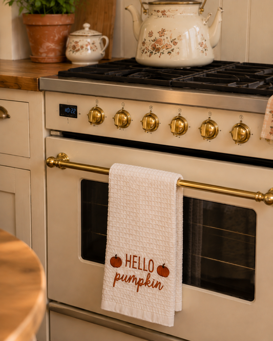 Hello Pumpkin Embroidered Hand Towel