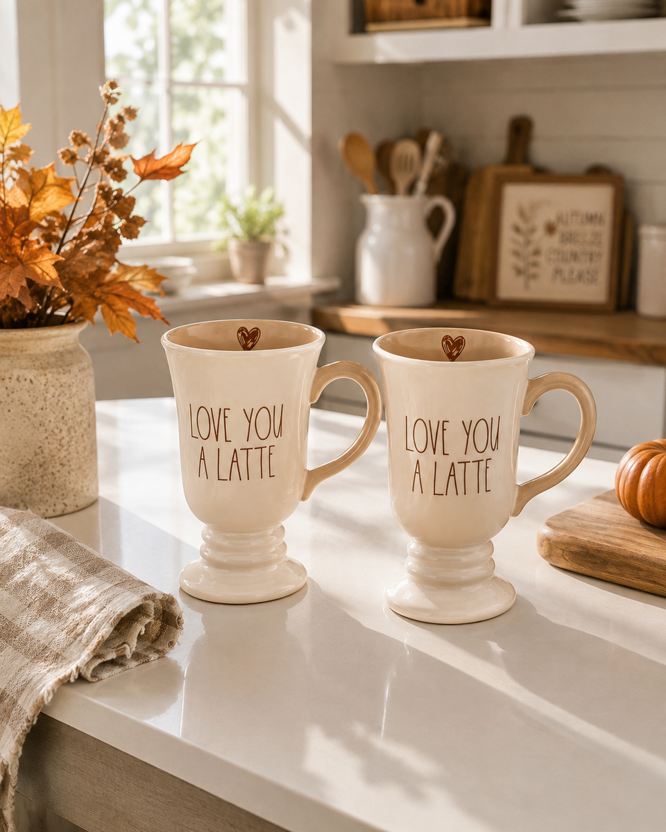 Love You A Latte Ceramic Mug | Set of 2