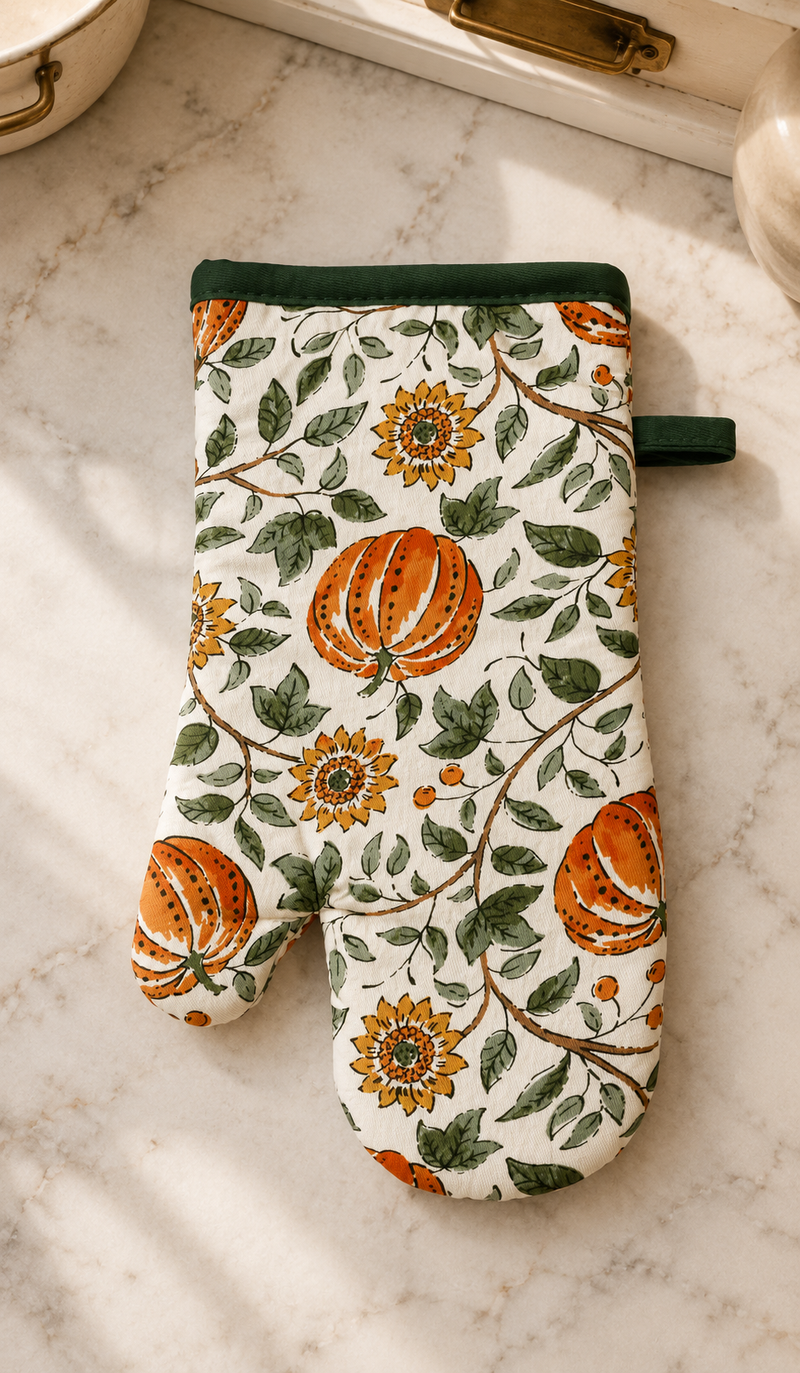 Botanical Pumpkin Oven Mitt - Set of 2