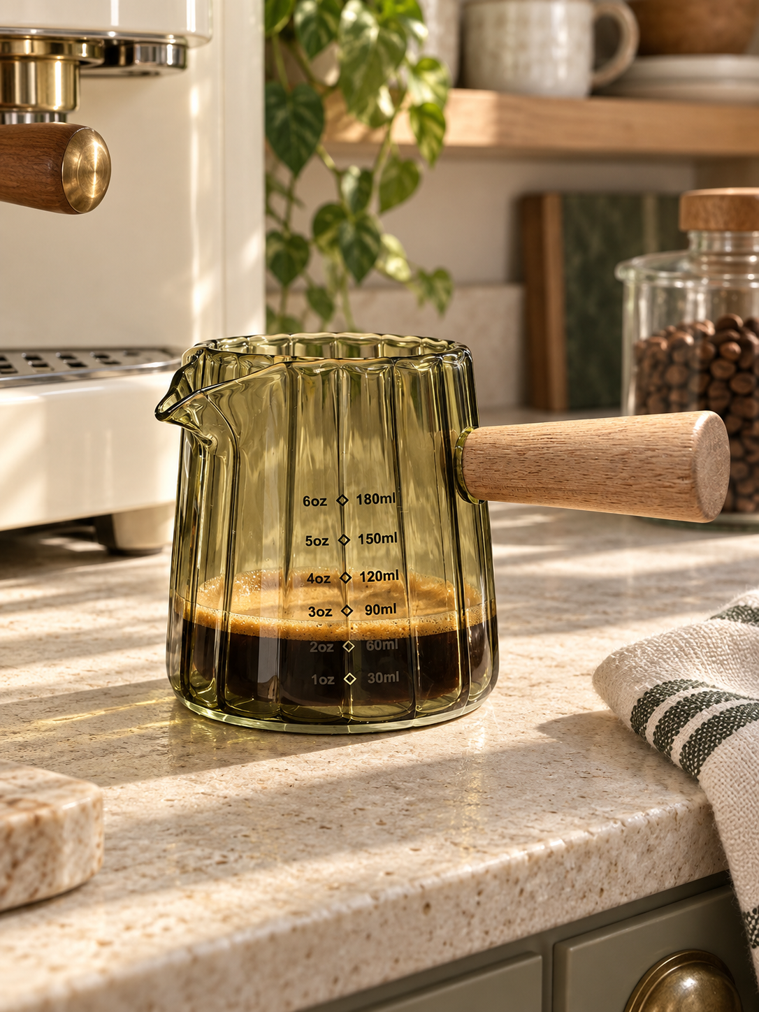Scalloped Espresso Measuring Glass | Green