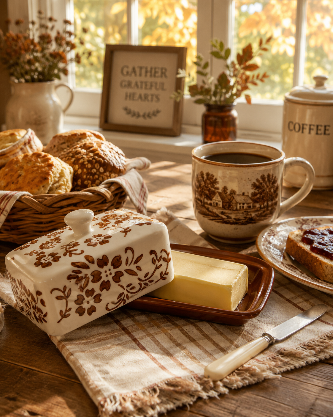 Homestead Ceramic Butter Dish - Brown
