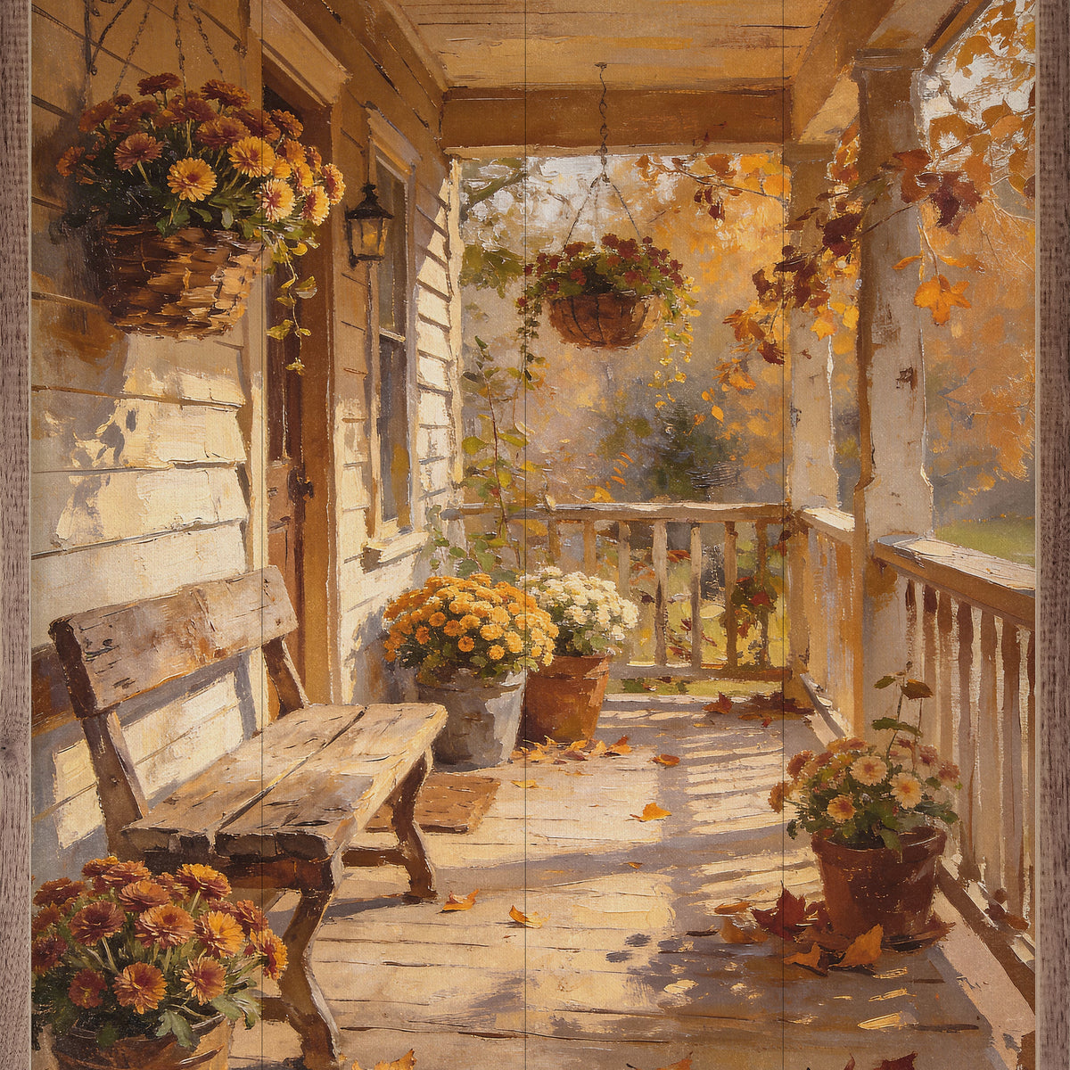 Fall's Front Porch Wood Wall Art