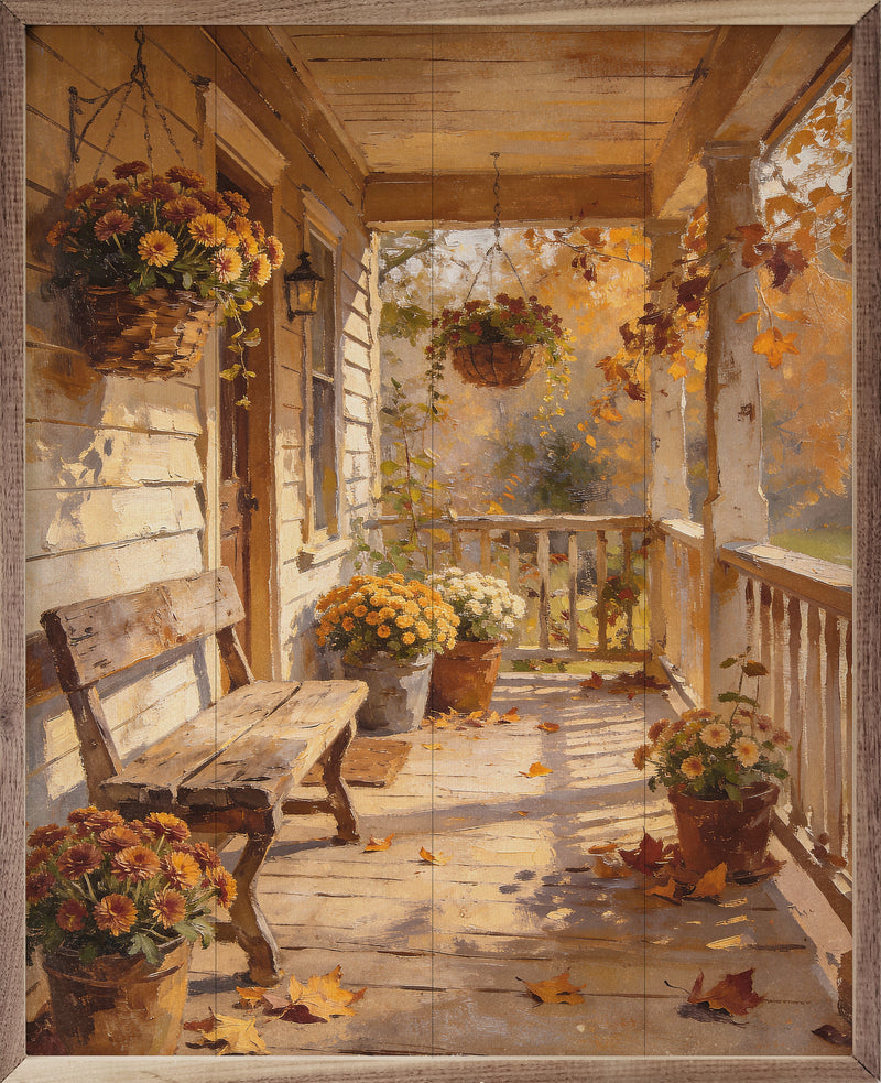 Fall's Front Porch Wood Wall Art