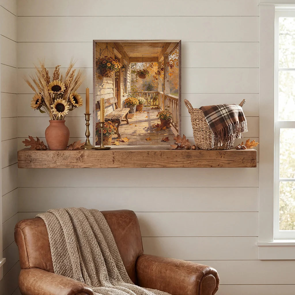 Fall's Front Porch Wood Wall Art