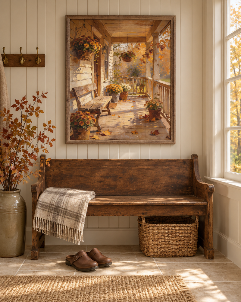 Fall's Front Porch Wood Wall Art