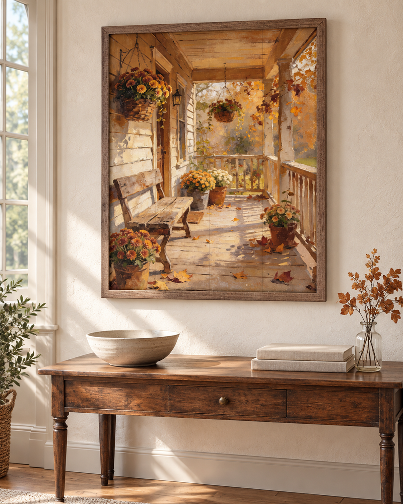 Fall's Front Porch Wood Wall Art