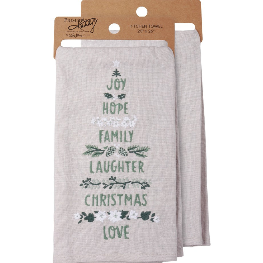 Primitives by Kathy Family Laughter Christmas Kitchen Towel