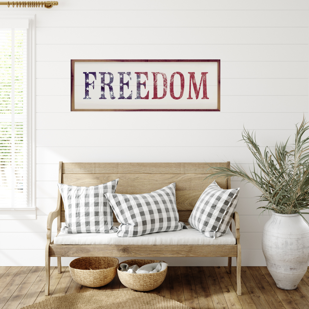 Americana farmhouse flag wall decor
