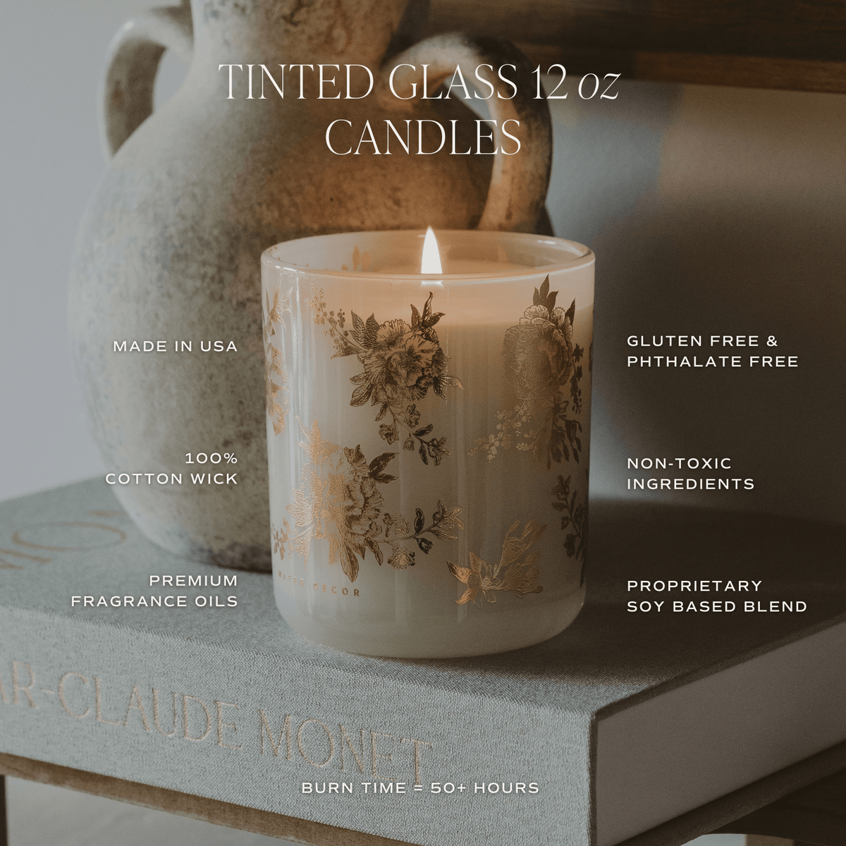Fresh Apple Blossom Gold Floral Candle