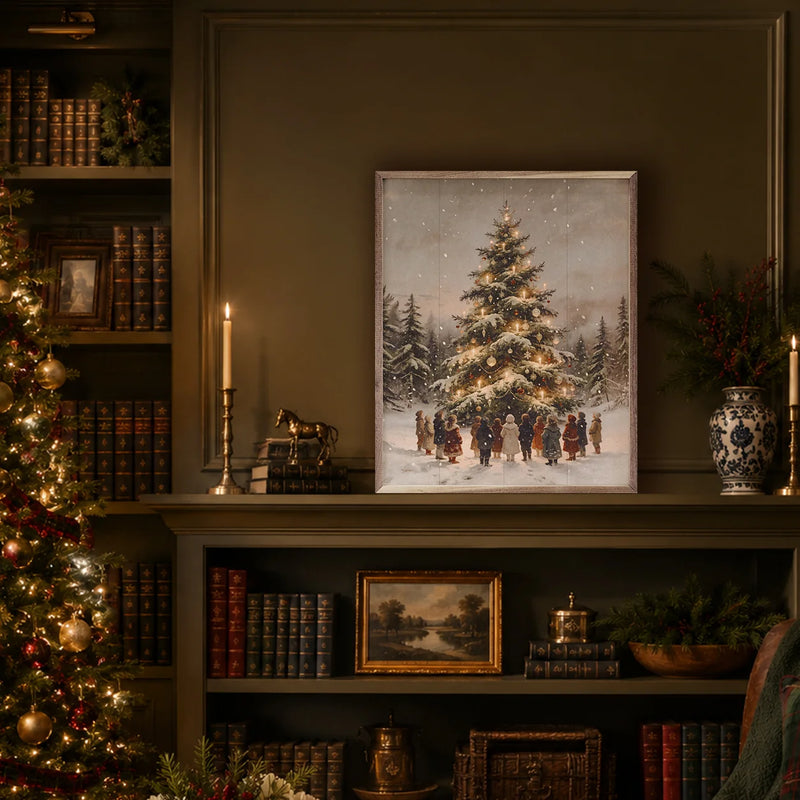 Gathering Around The Christmas Tree | Christmas Wall Decor