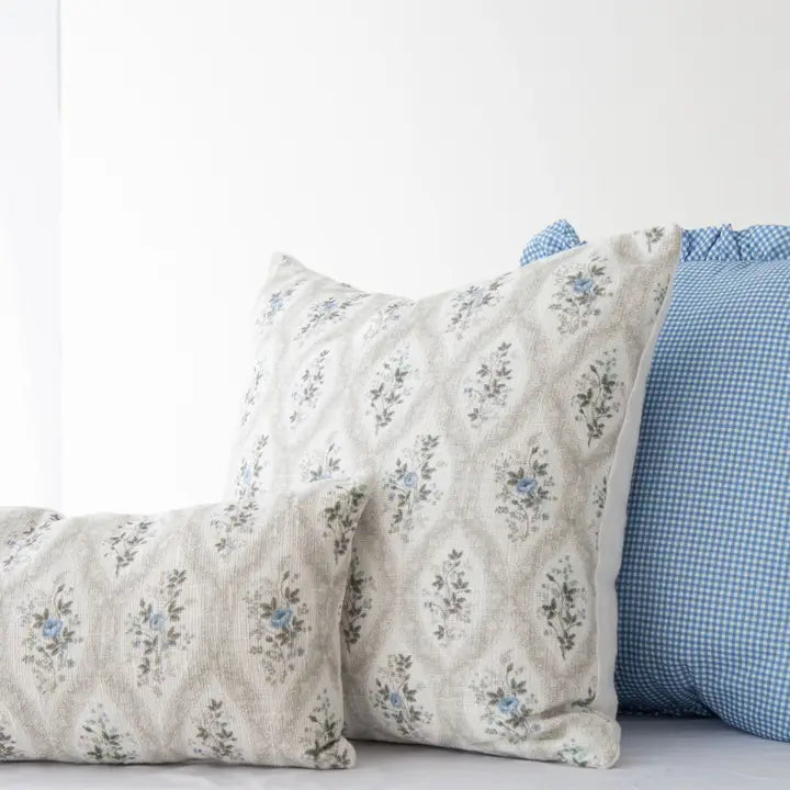 Grace Rose Bouquet Pillow Cover in Silver