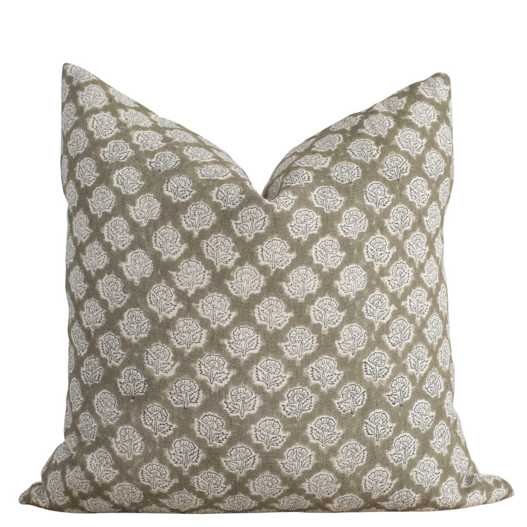 Fiora Floral Block Printed Pillow Cover
