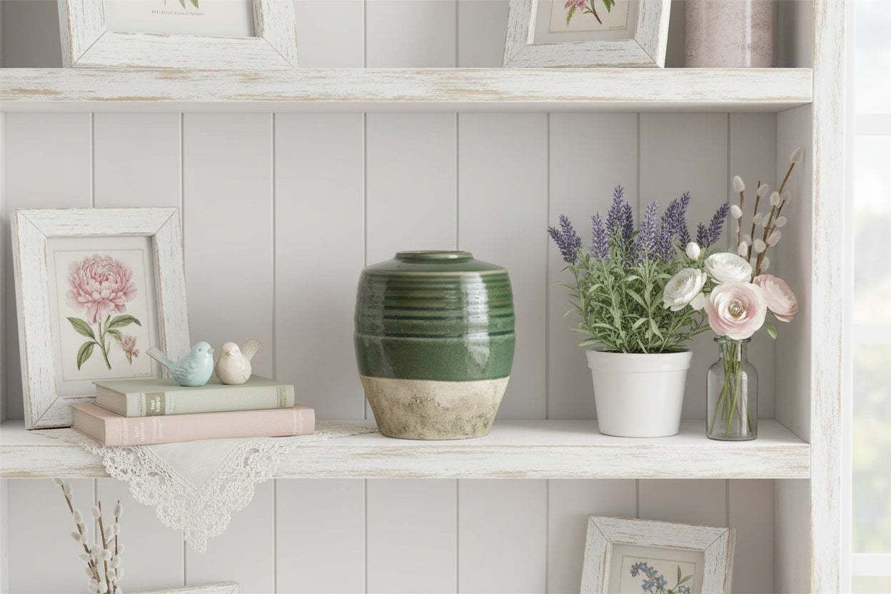 Green Two-Toned Cement Vase