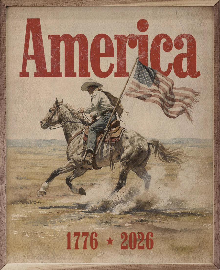 Close up of Heritage cowboy Americana wall art